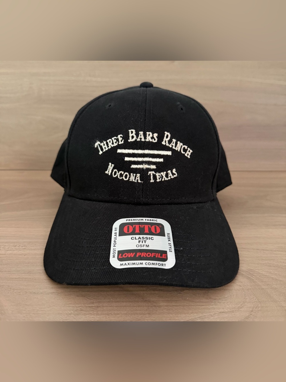 Otto Three Bars Ranch Nocona Texas Adjustable Hat Cap Black